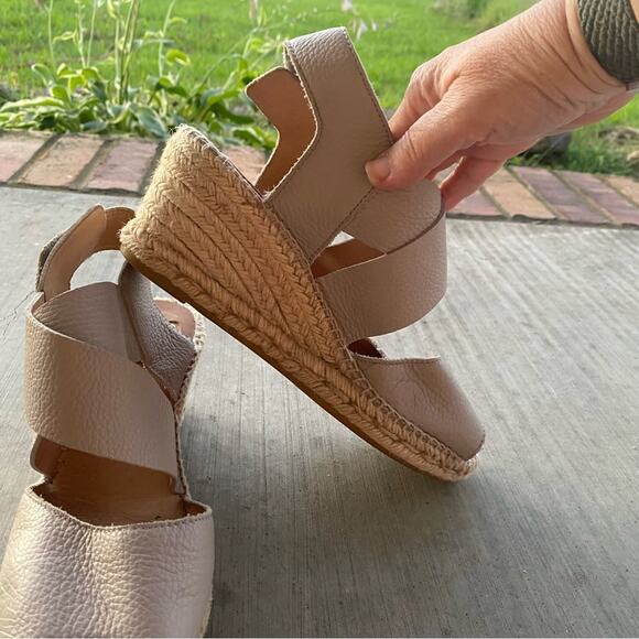 Kanna Cream Leather Espadrilles with Crossover Straps and Wedge Heel size 8.5 - Picture 5 of 10